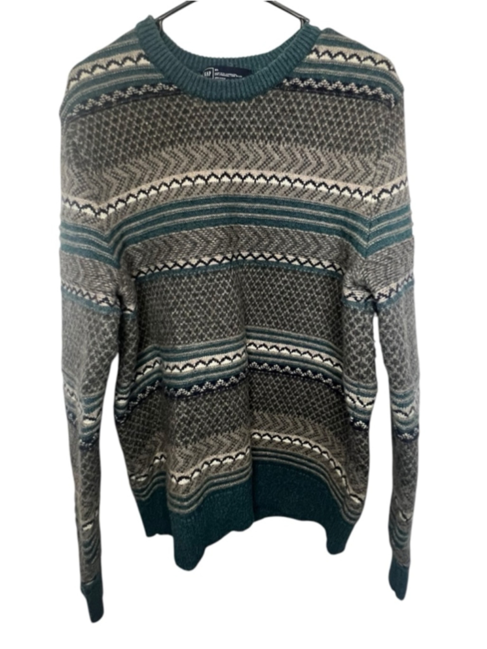 GAP Lambswool Blend Fair Isle Crewneck Pullover Sweater